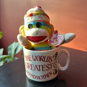 Grandmother Mug & Multicolor Stripe Sock Monkey Stuffed Animal